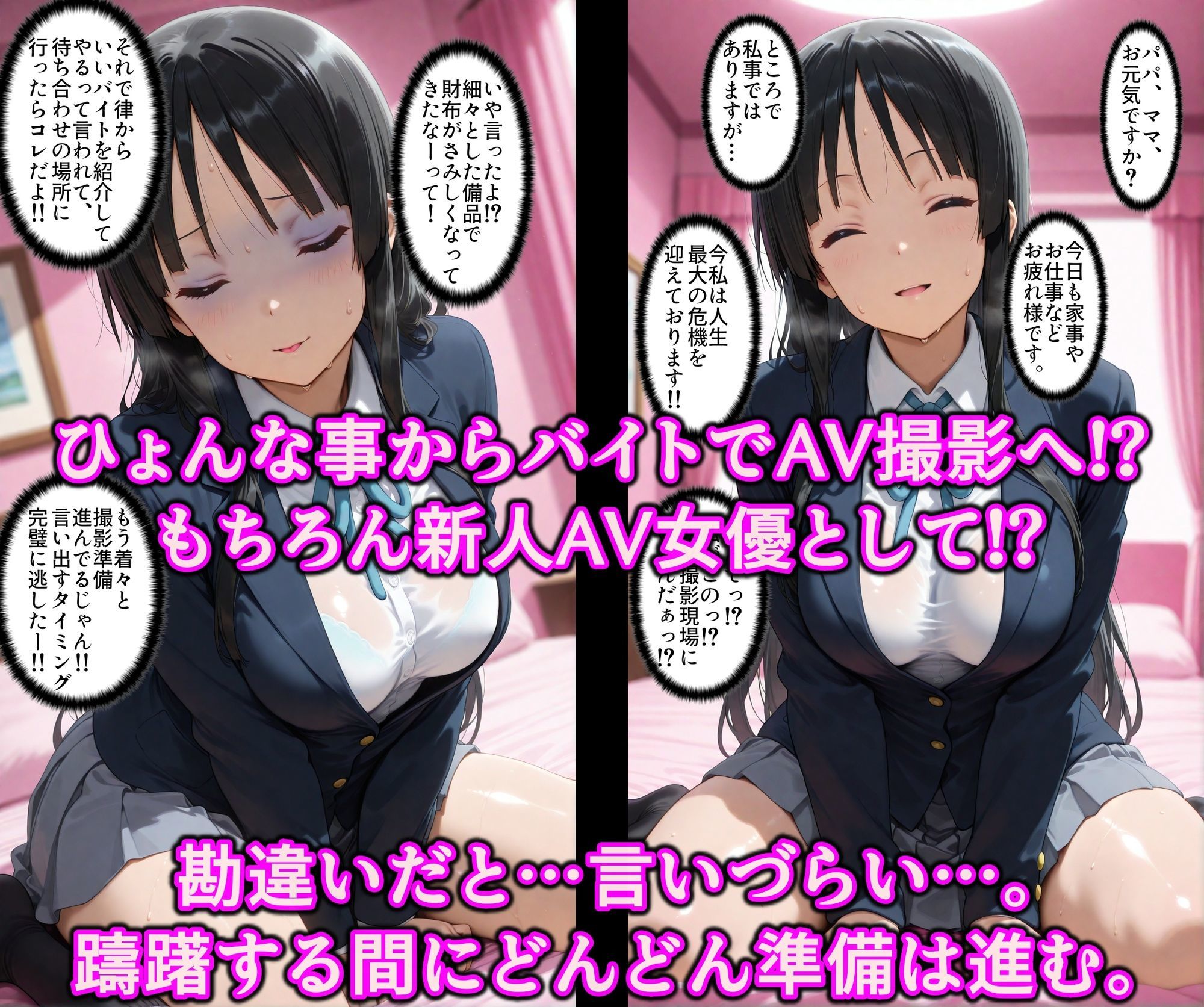 ちがっ！？エッチになったのは薬のせい！！現役黒髪けいおん部員がAVデビュー！？極太チンポでアヘ堕ちいいなり淫乱女優 サンプル2