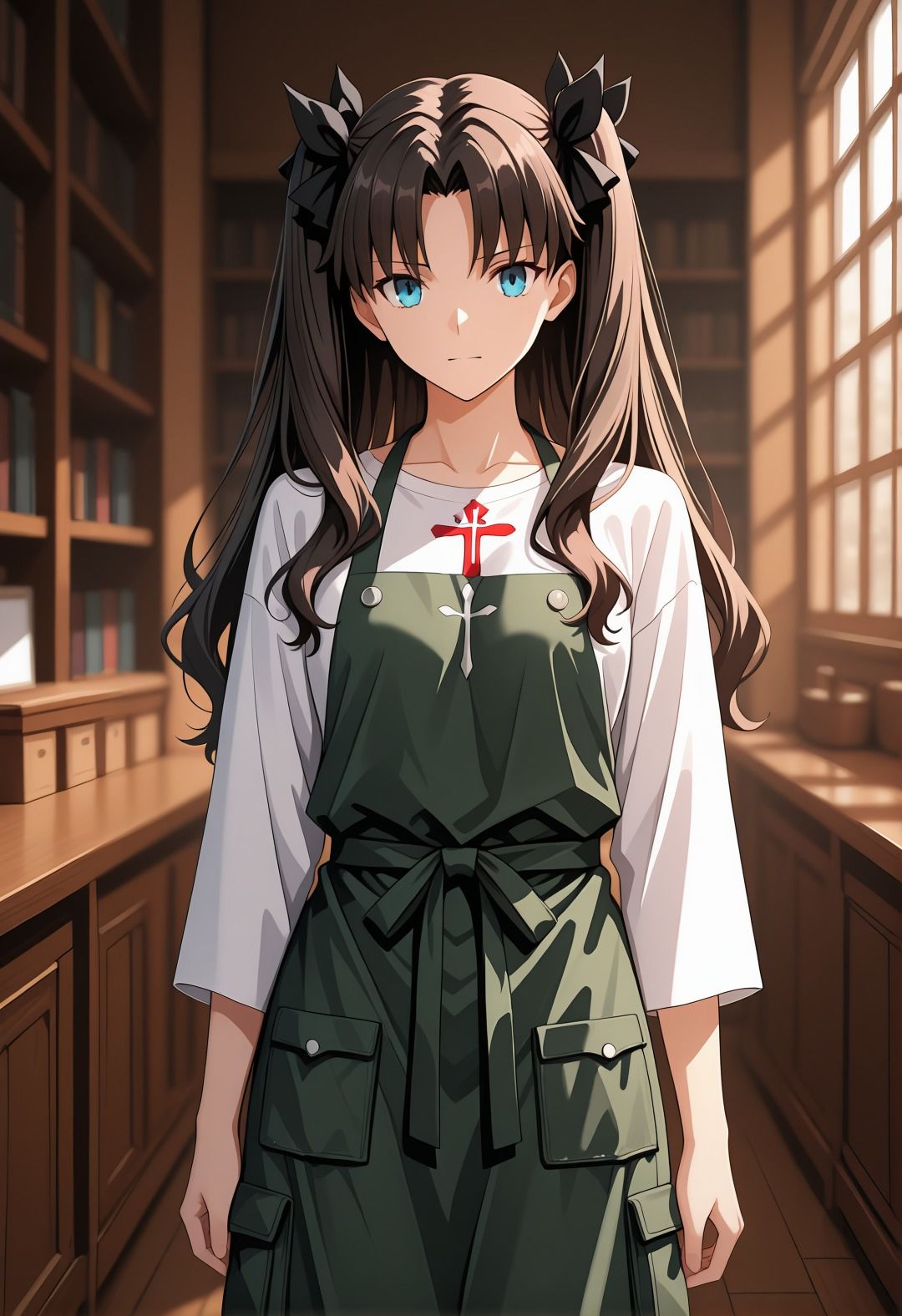 F〇teパロディ遠〇凛 裸エプロン図書館孕ませ連続行為 制服妊娠シチュ満載エロ画像166枚 サンプル画像 1