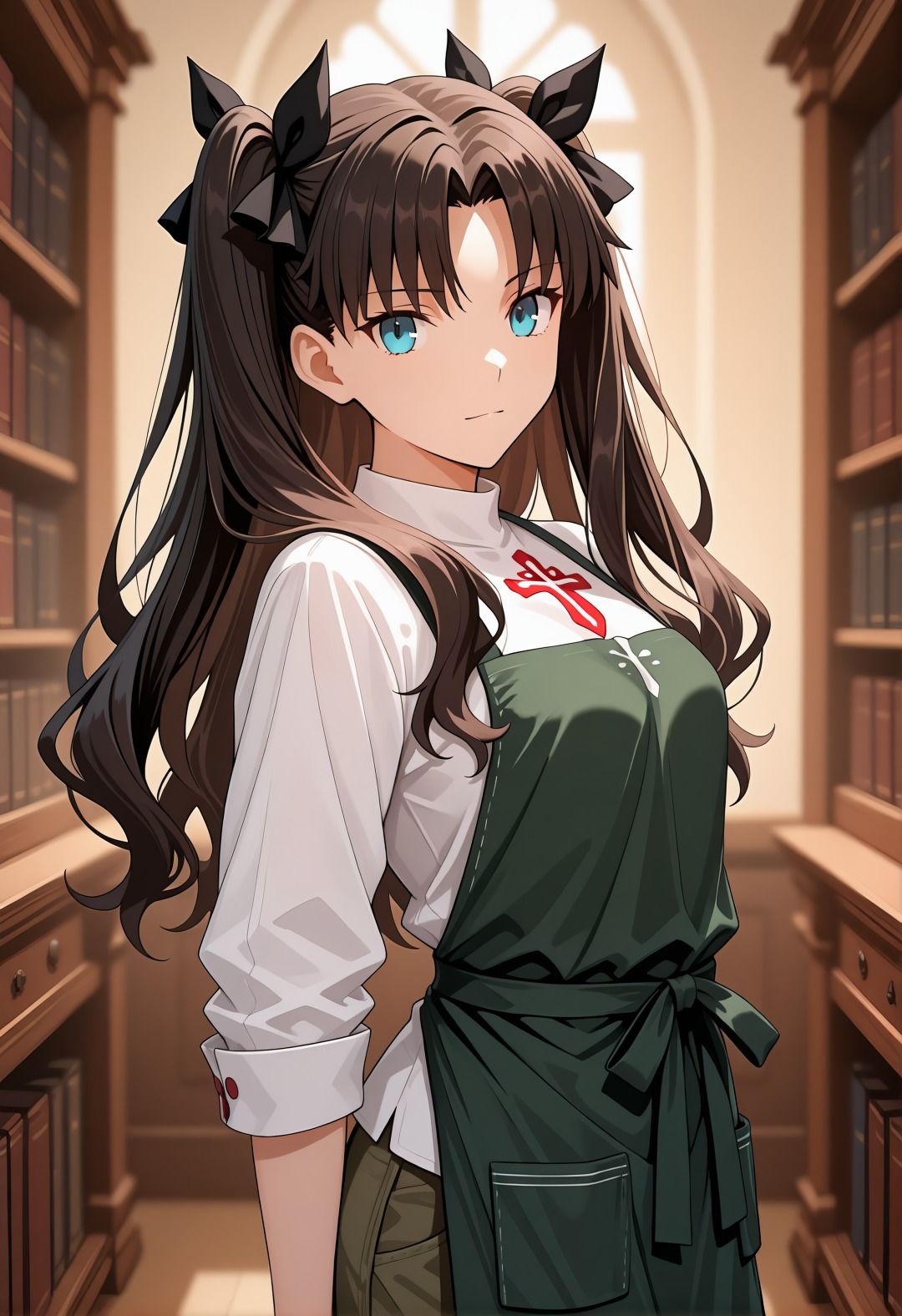 F〇teパロディ遠〇凛 裸エプロン図書館孕ませ連続行為 制服妊娠シチュ満載エロ画像166枚2