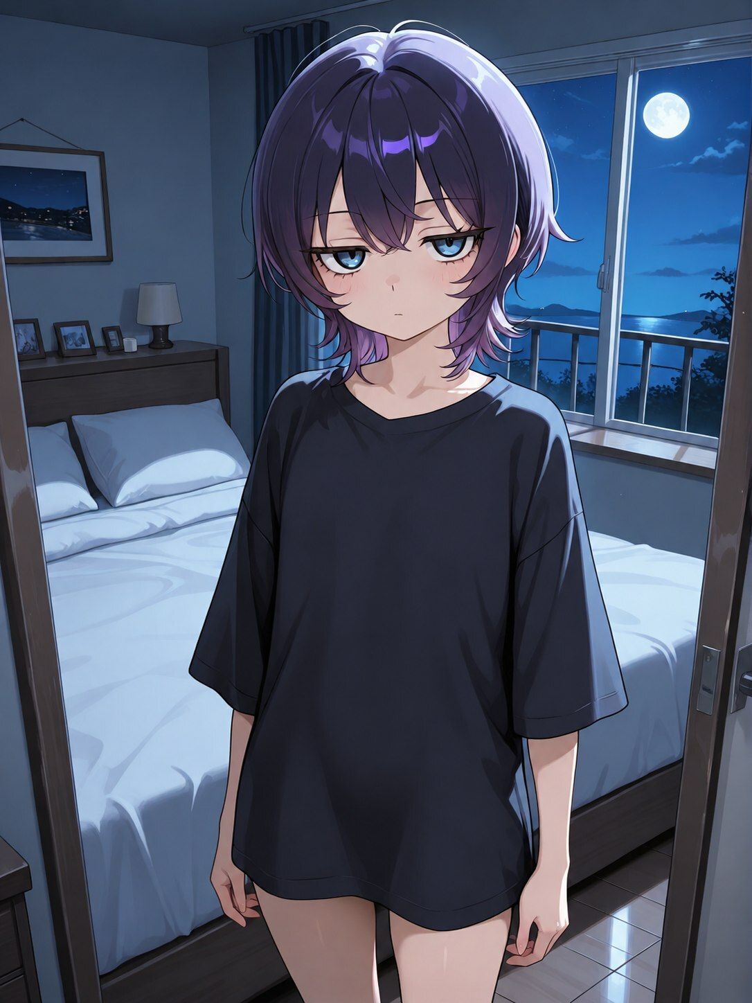 短髪紫髪の彼女と過ごす夜 〜部屋着から始まるふたりきりの時間〜_2