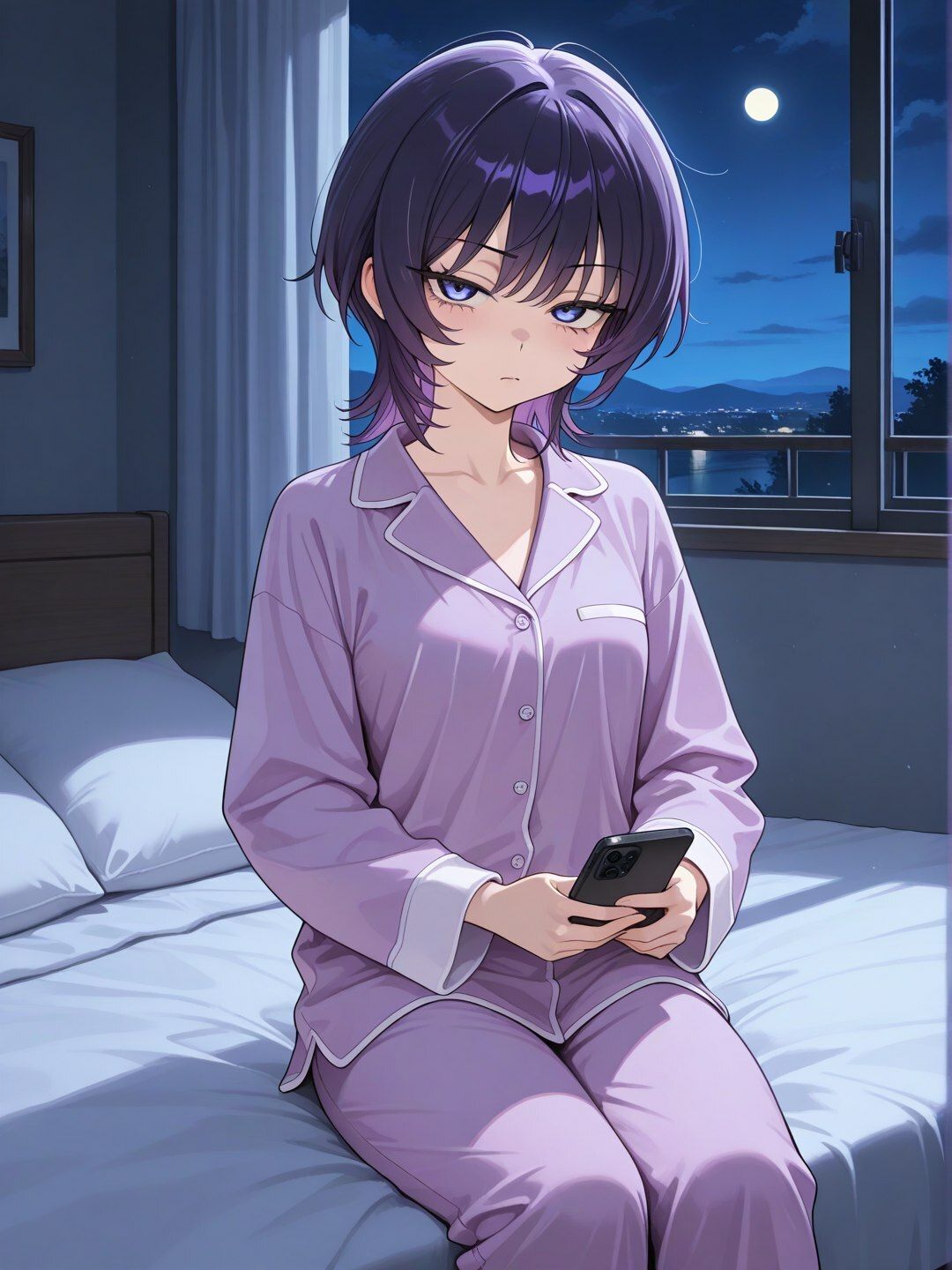 短髪紫髪の彼女と過ごす夜 〜部屋着から始まるふたりきりの時間〜_3