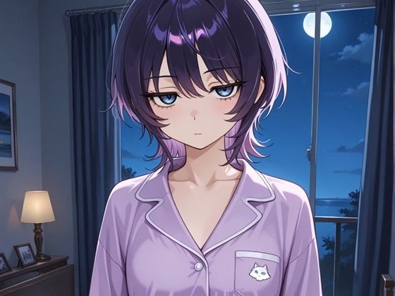短髪紫髪の彼女と過ごす夜 〜部屋着から始まるふたりきりの時間〜