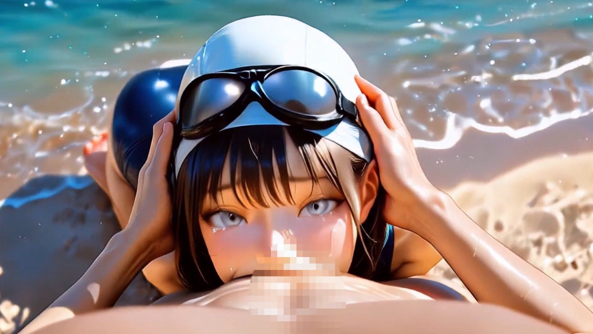 【超ヌルヌル60fps】種付けビーチ。被験者no.02 凛花編 ツルペタ水泳部【フルHD高画質】 サンプル画像 4