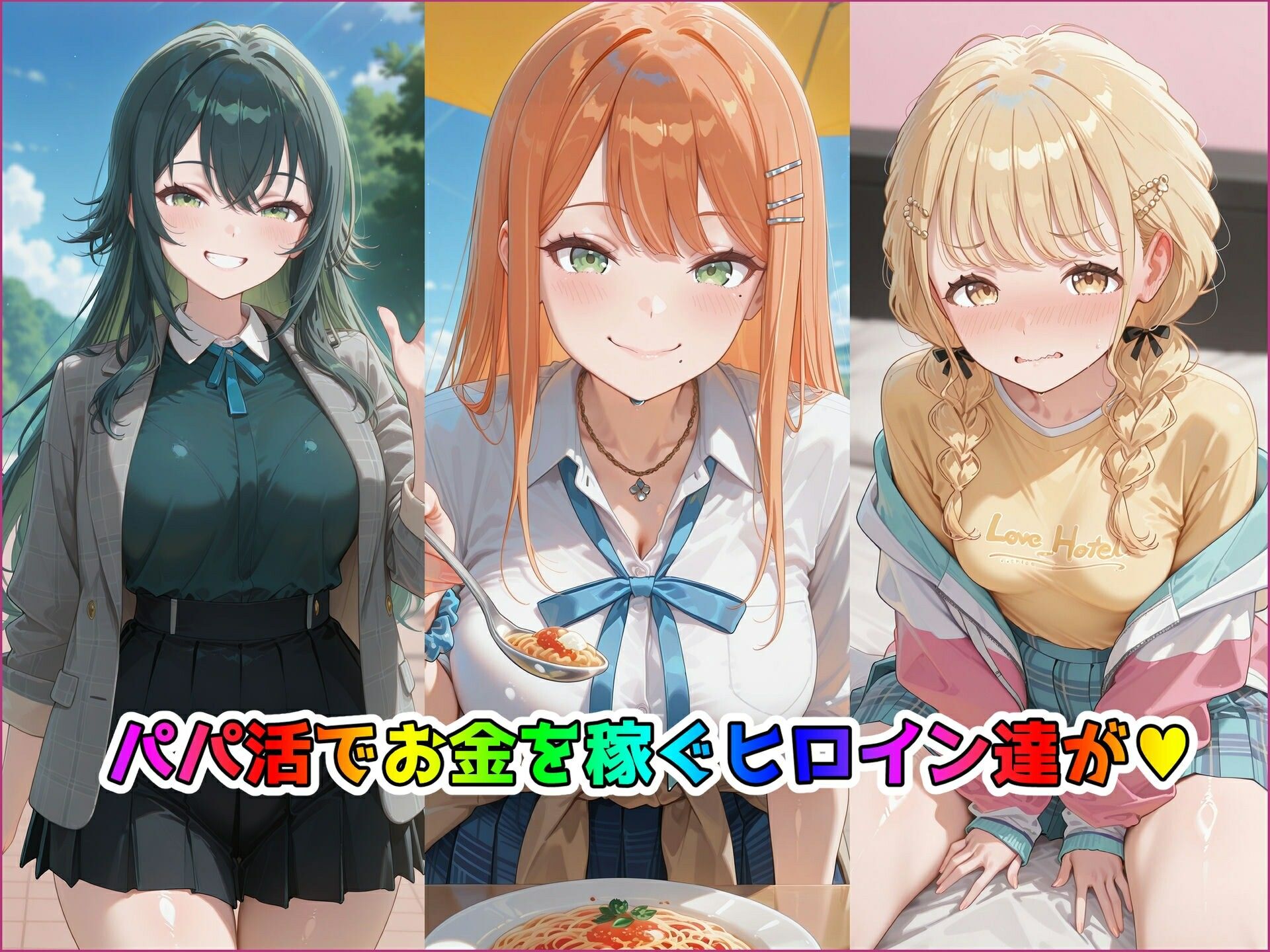 パパ活ヒロインと膣内射精えっちする話  学園ア〇ドルマスターの3人編  月村〇毬＆紫雲〇夏＆藤田こ〇ね 画像2
