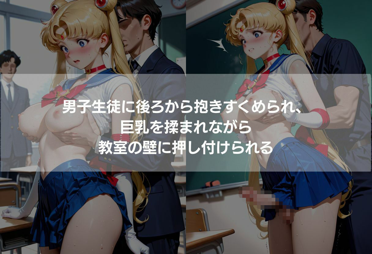 ふたなり巨乳3美少女 金髪青髪黒髪の教室・トイレ・森中出し 342枚 サンプル2