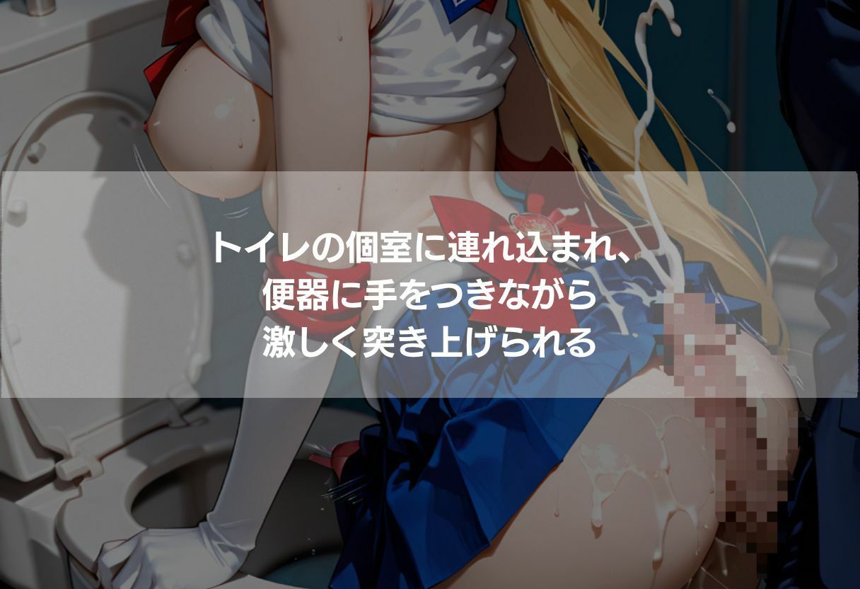 ふたなり巨乳3美少女 金髪青髪黒髪の教室・トイレ・森中出し 342枚 サンプル4