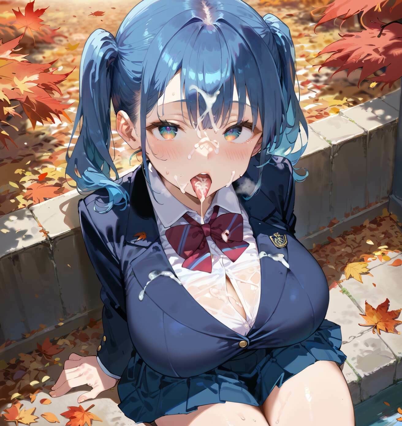 紅葉の下で制服美女が誘惑する★495P_6