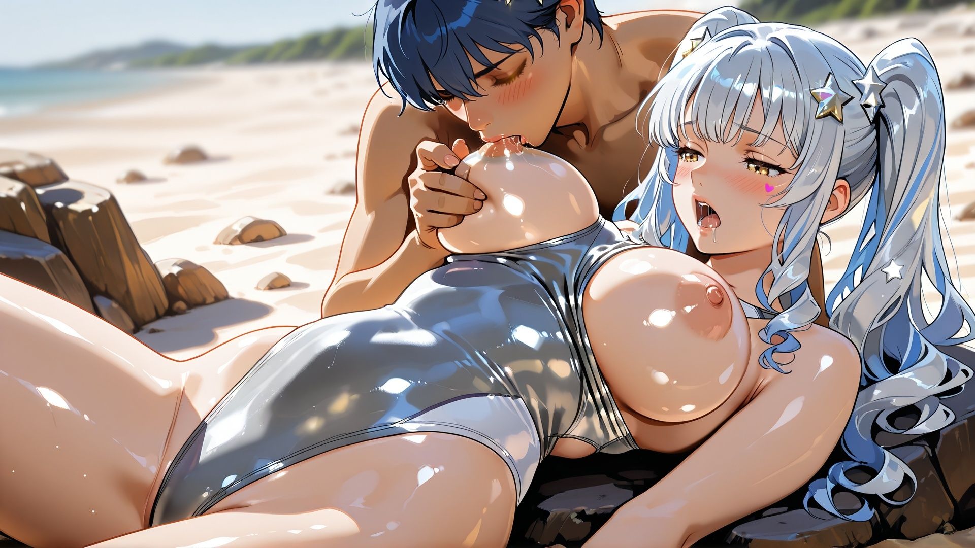 【4k120FPSフルアニメーション動画】乳もみ、乳首責め ビーチで青姦SEX 見られちゃたらどうしよう！！ ルナは我慢できません 画像5