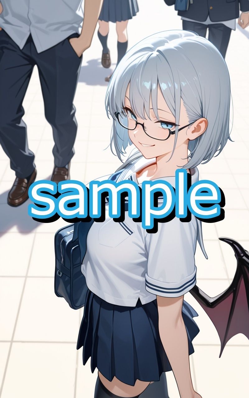 眼鏡っ娘サキュバスが学生時代モテなかった非モテ君のために学生服デートと対価にこってり搾精するイラスト集 サンプル1