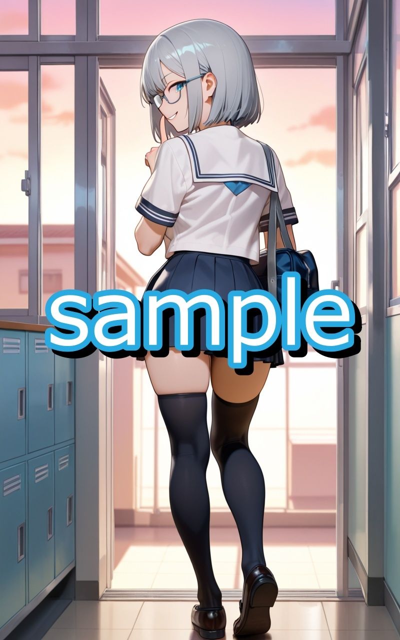 眼鏡っ娘サキュバスが学生時代モテなかった非モテ君のために学生服デートと対価にこってり搾精するイラスト集 サンプル2