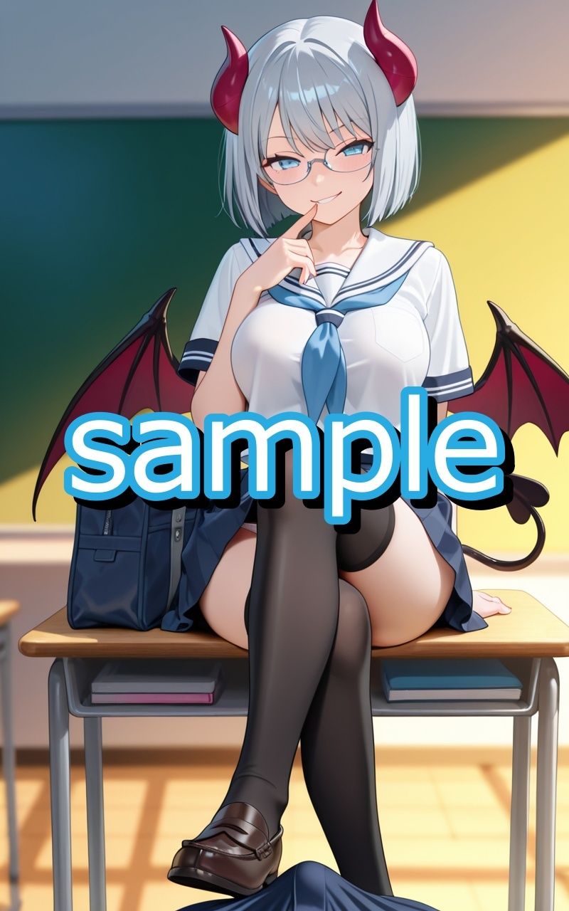 眼鏡っ娘サキュバスが学生時代モテなかった非モテ君のために学生服デートと対価にこってり搾精するイラスト集 サンプル3
