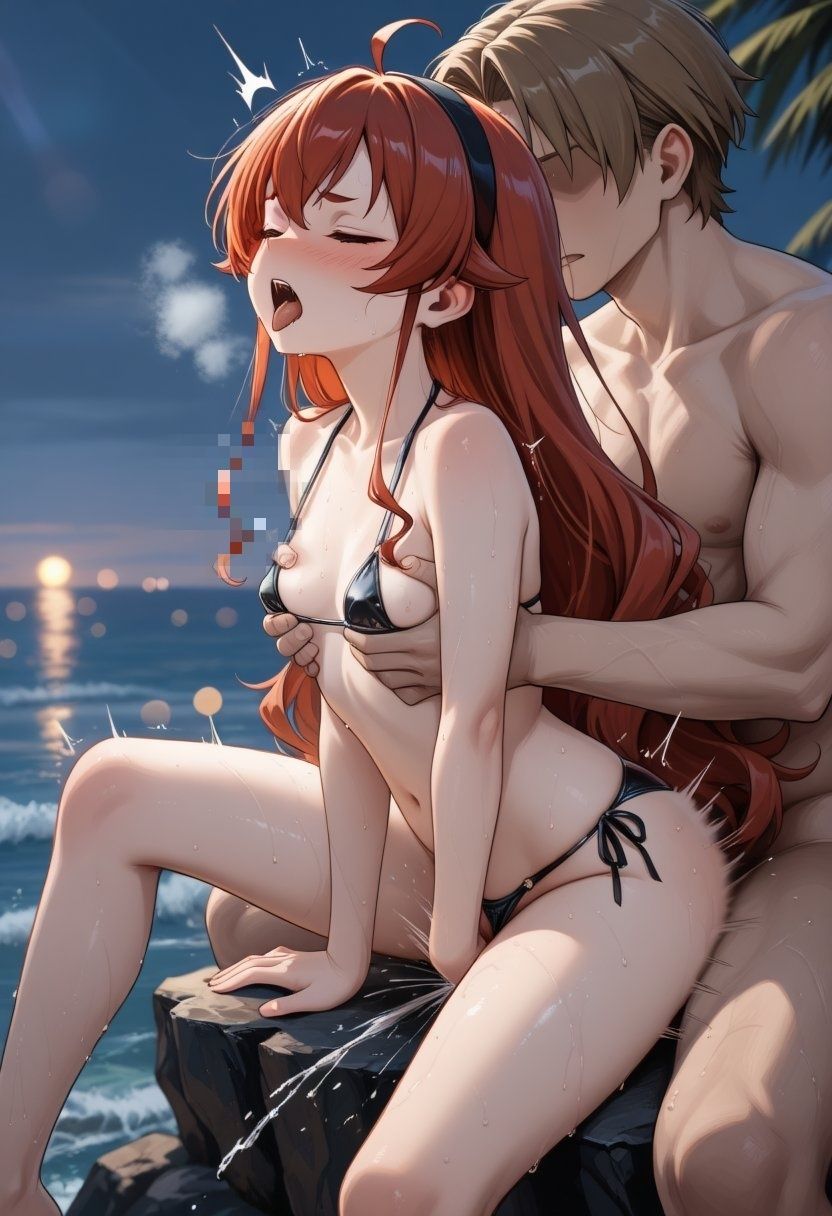 エ◯ス、ギ◯ーヌが際どい水着姿でビーチでセックスする【CG204枚】 サンプル4