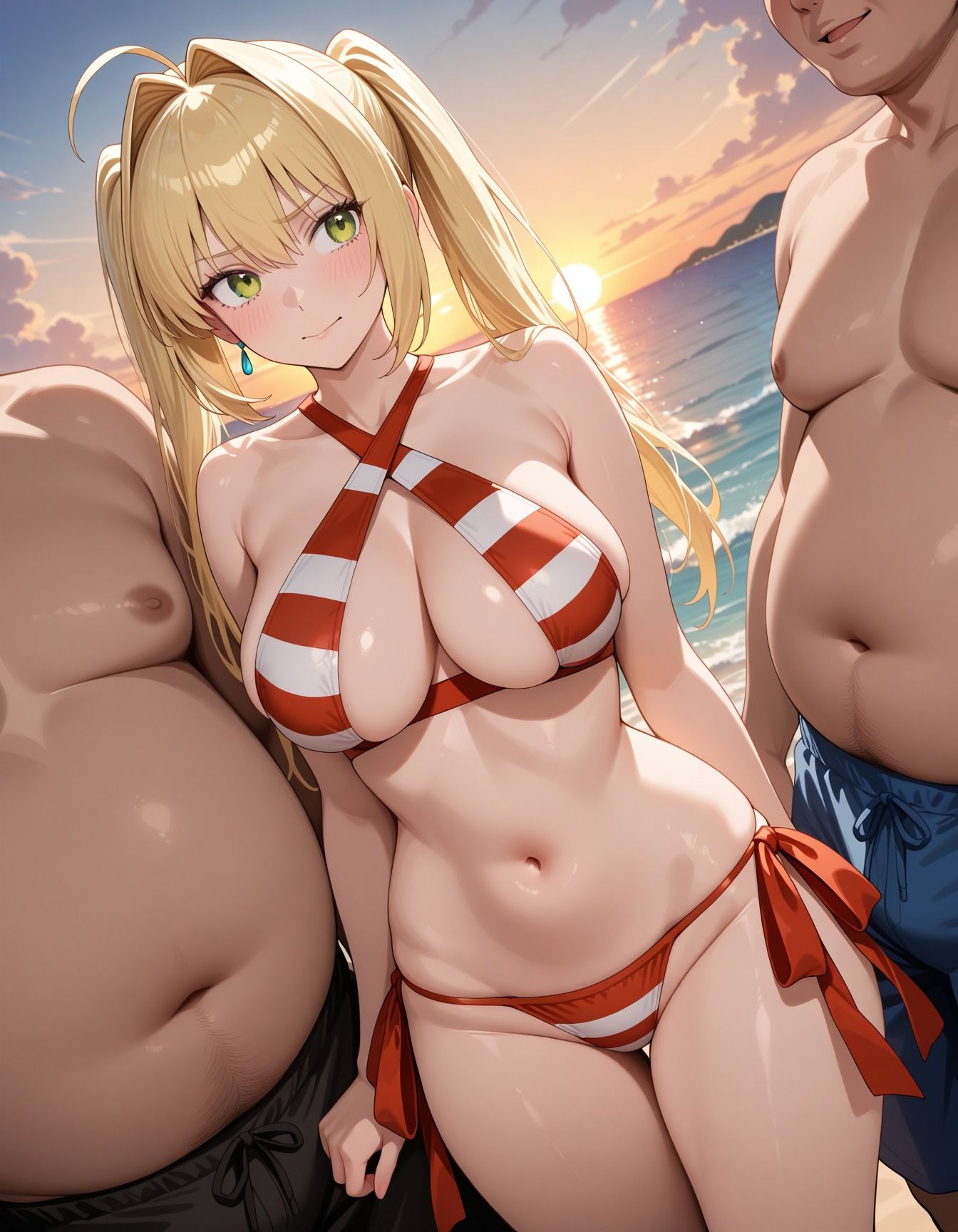 浜辺でキモデブ達に輪●された少女 サンプル2