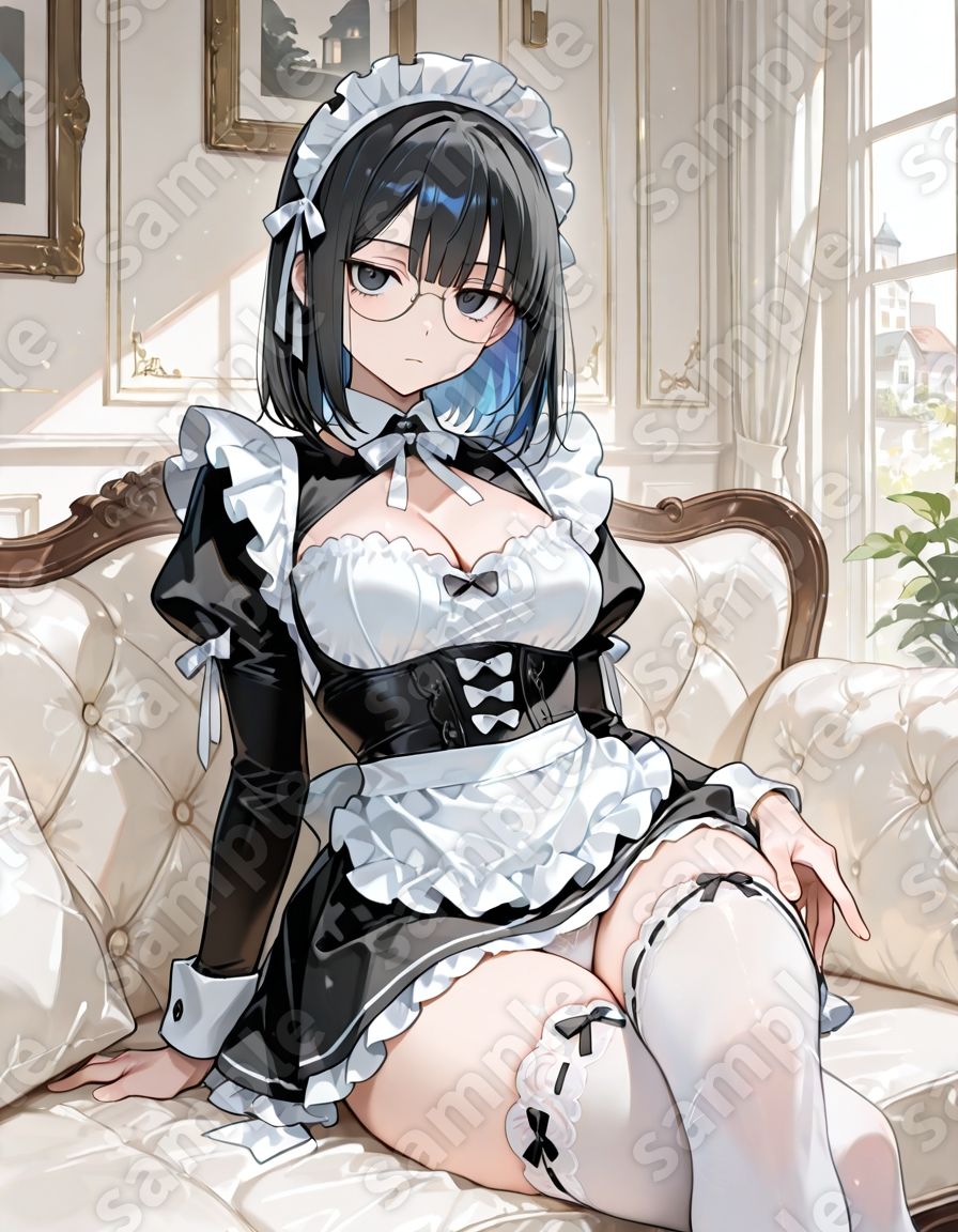 無表情メイド メガネをかける