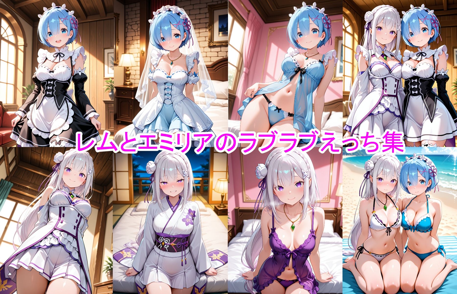 レム&エミリアと脱衣ゲーム! CG + ショートアニメ 画像1