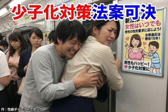 少子化対策法案可決 〜女性は男性のあらゆる性的欲求に応えなければならない〜