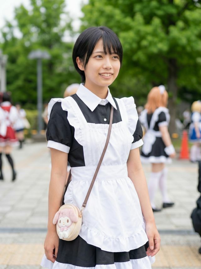 【リアル系】ボーイッシュメイドのコスプレイベント密着〜白コットンぱんちら サンプル1