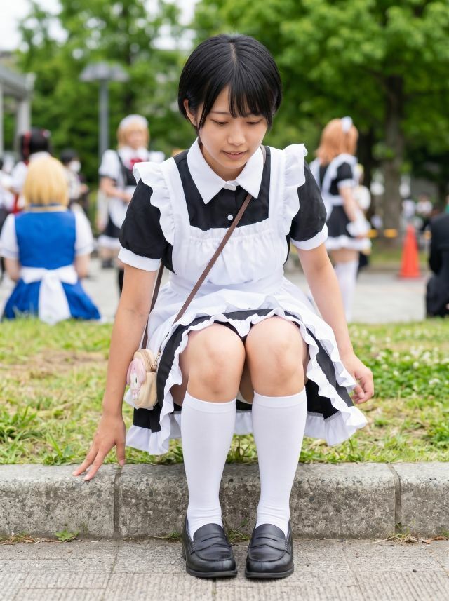 【リアル系】ボーイッシュメイドのコスプレイベント密着〜白コットンぱんちら サンプル2