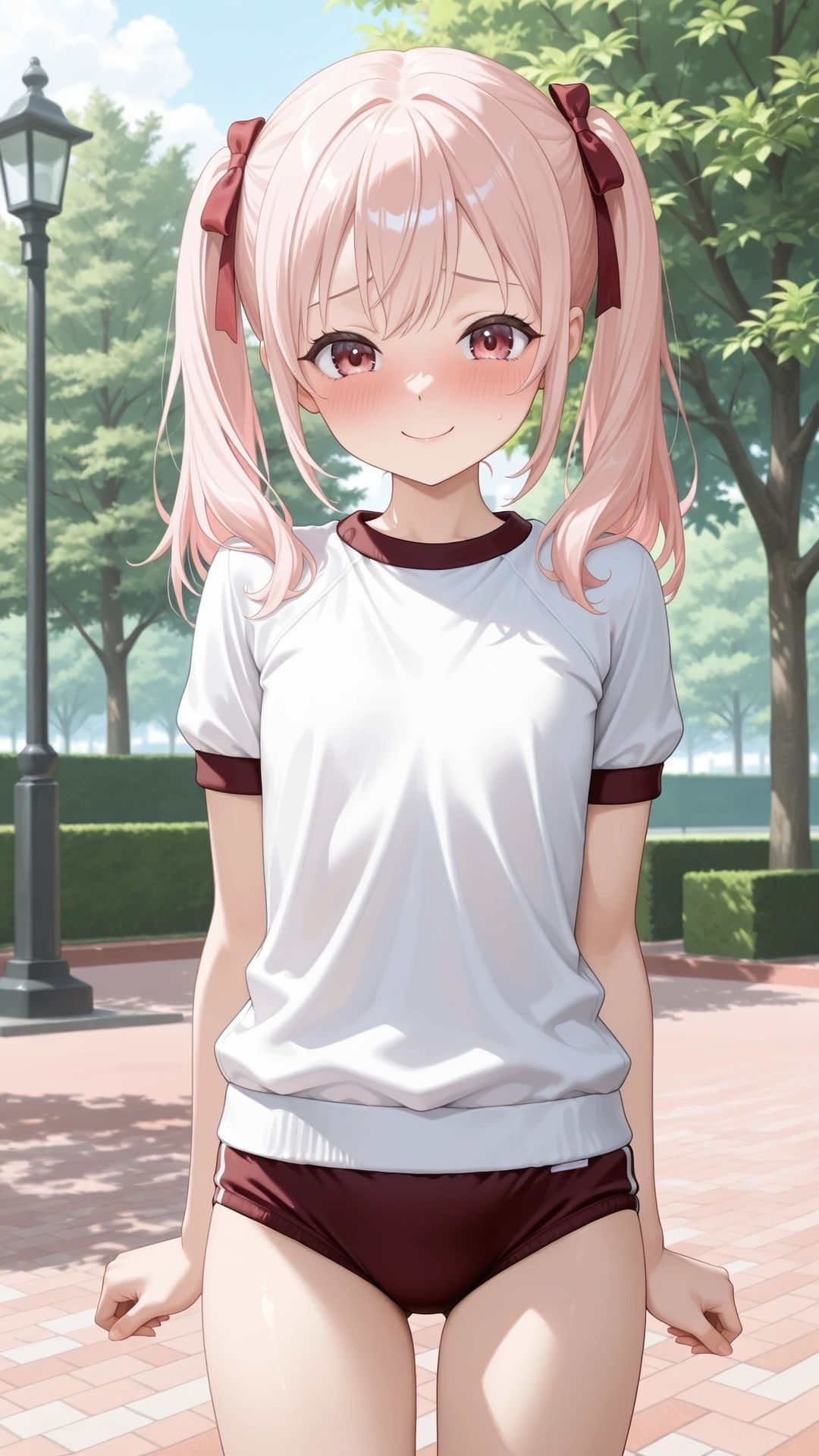 貧乳ピンクツインテブルマ美少女と公園でエッチ サンプル画像 2