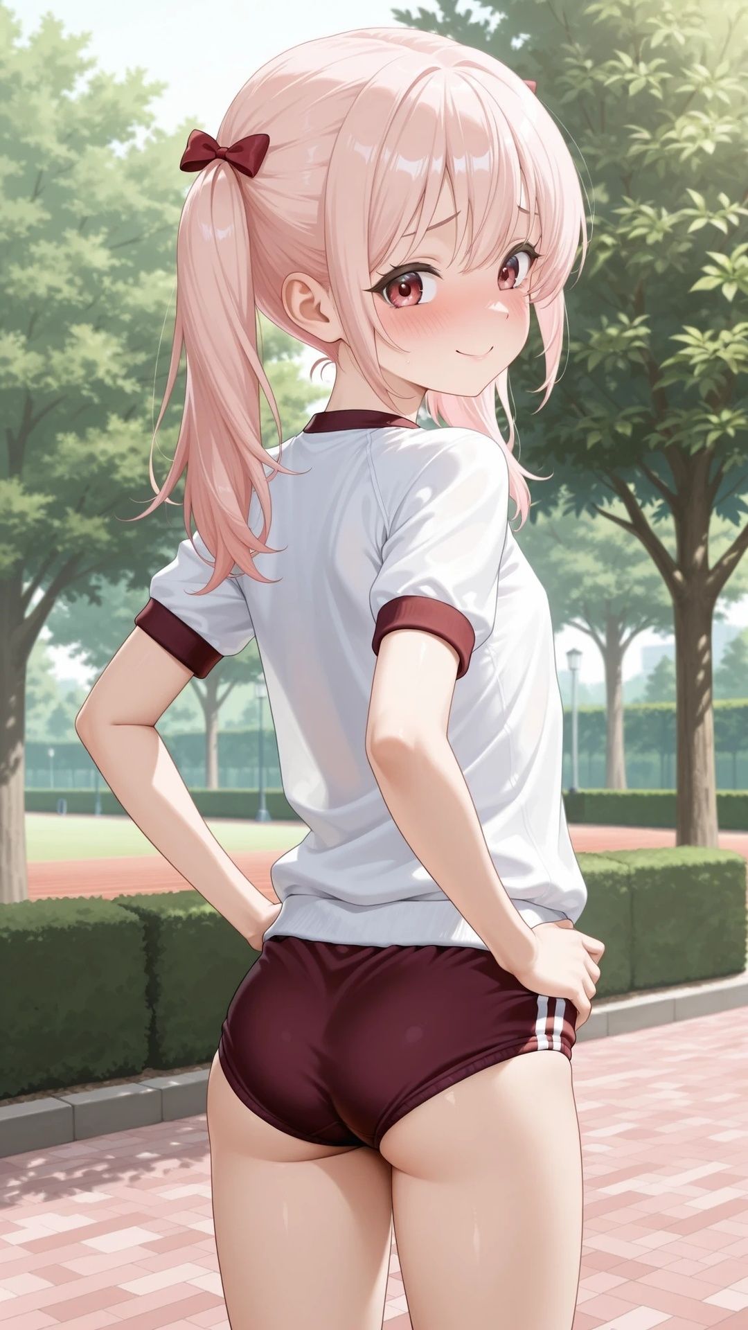 貧乳ピンクツインテブルマ美少女と公園でエッチ サンプル画像 3