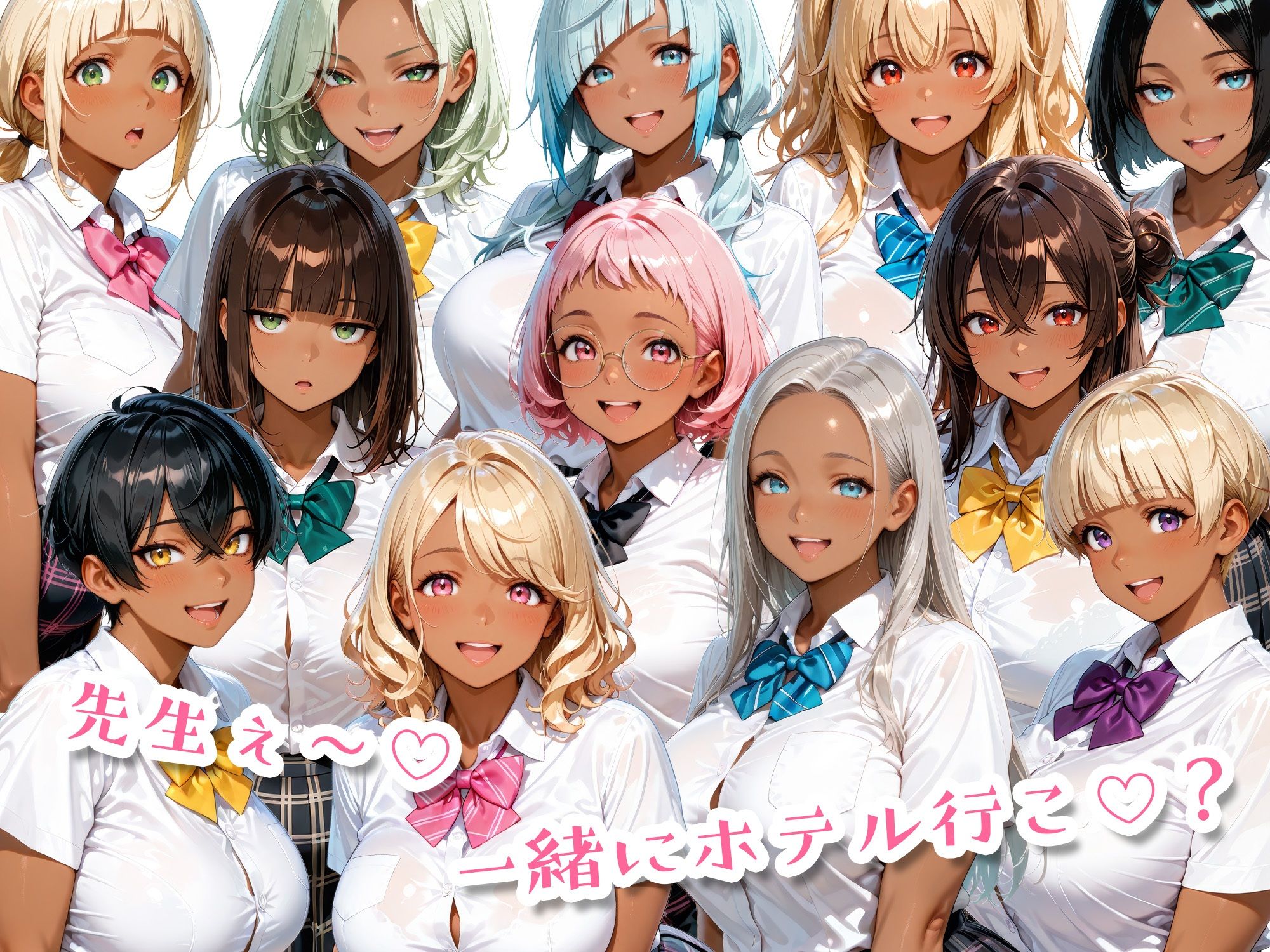 【エロ漫画】12人のムチムチ黒ギャル生徒と制服プレイ10