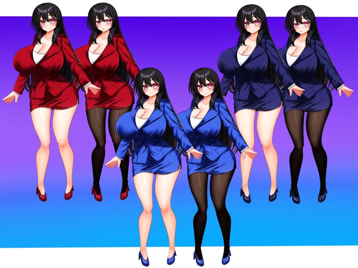 立ち絵素材 黒髪の女の子（スーツ・スケスケ下着差分） 画像3
