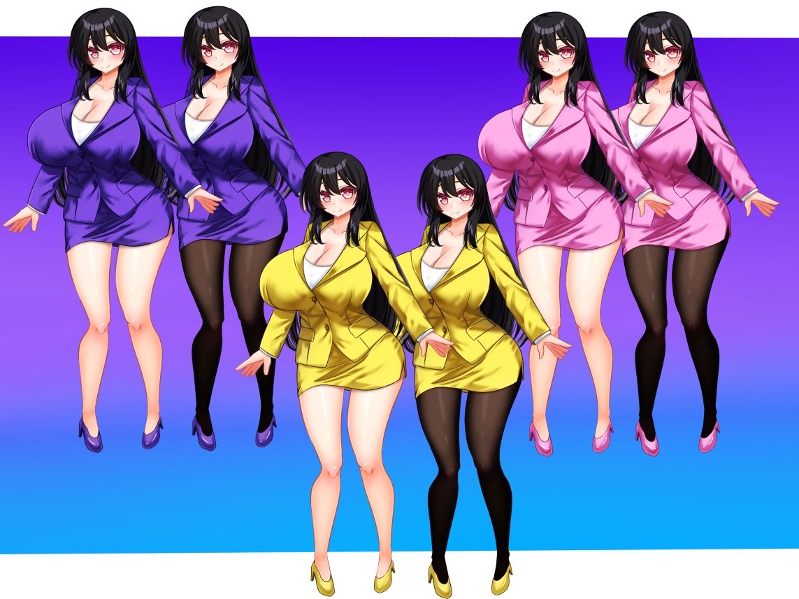立ち絵素材 黒髪の女の子（スーツ・スケスケ下着差分） 画像4