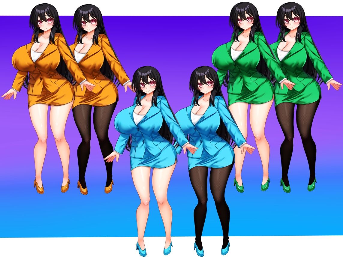 立ち絵素材 黒髪の女の子（スーツ・スケスケ下着差分） 画像5