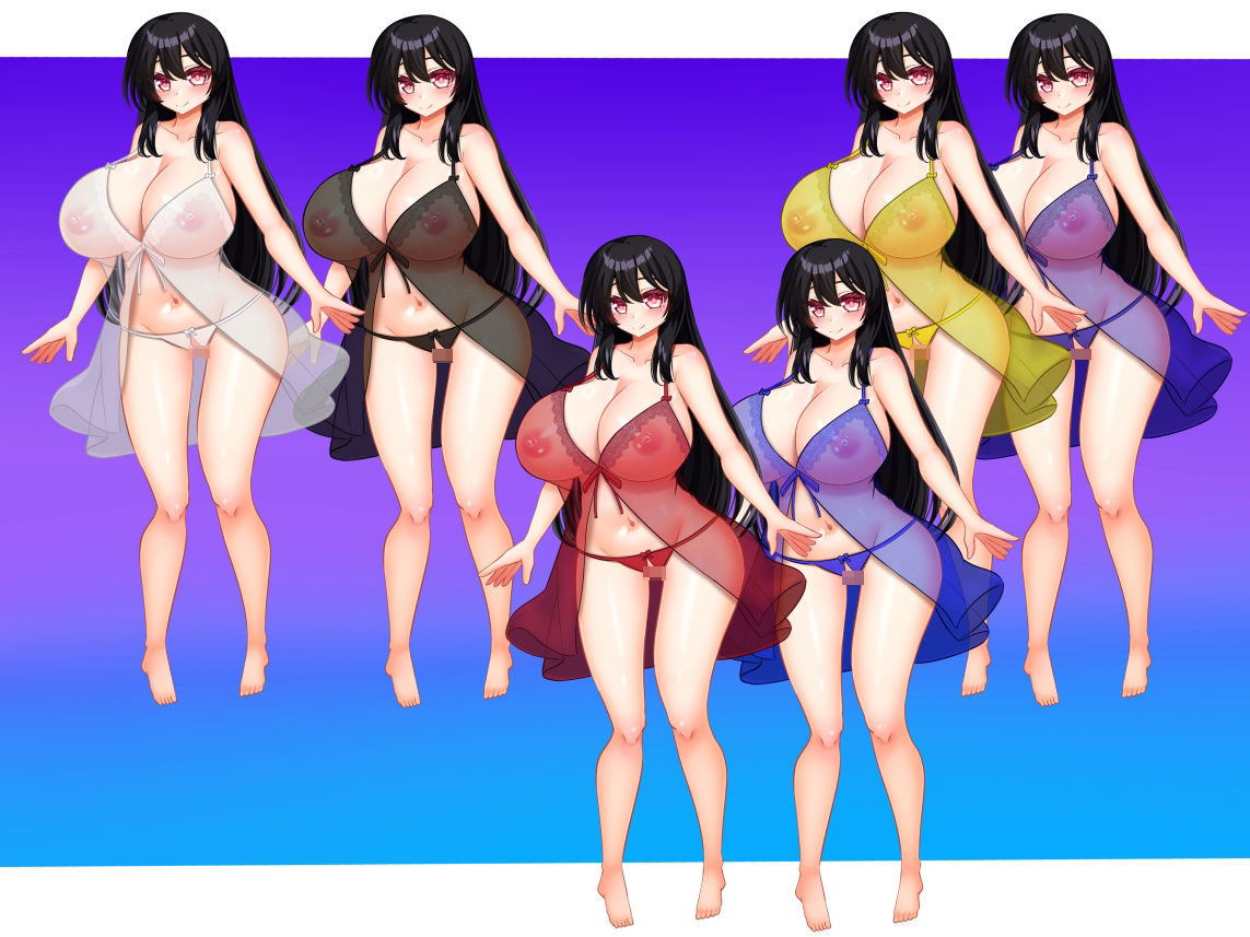 立ち絵素材 黒髪の女の子（スーツ・スケスケ下着差分） 画像6
