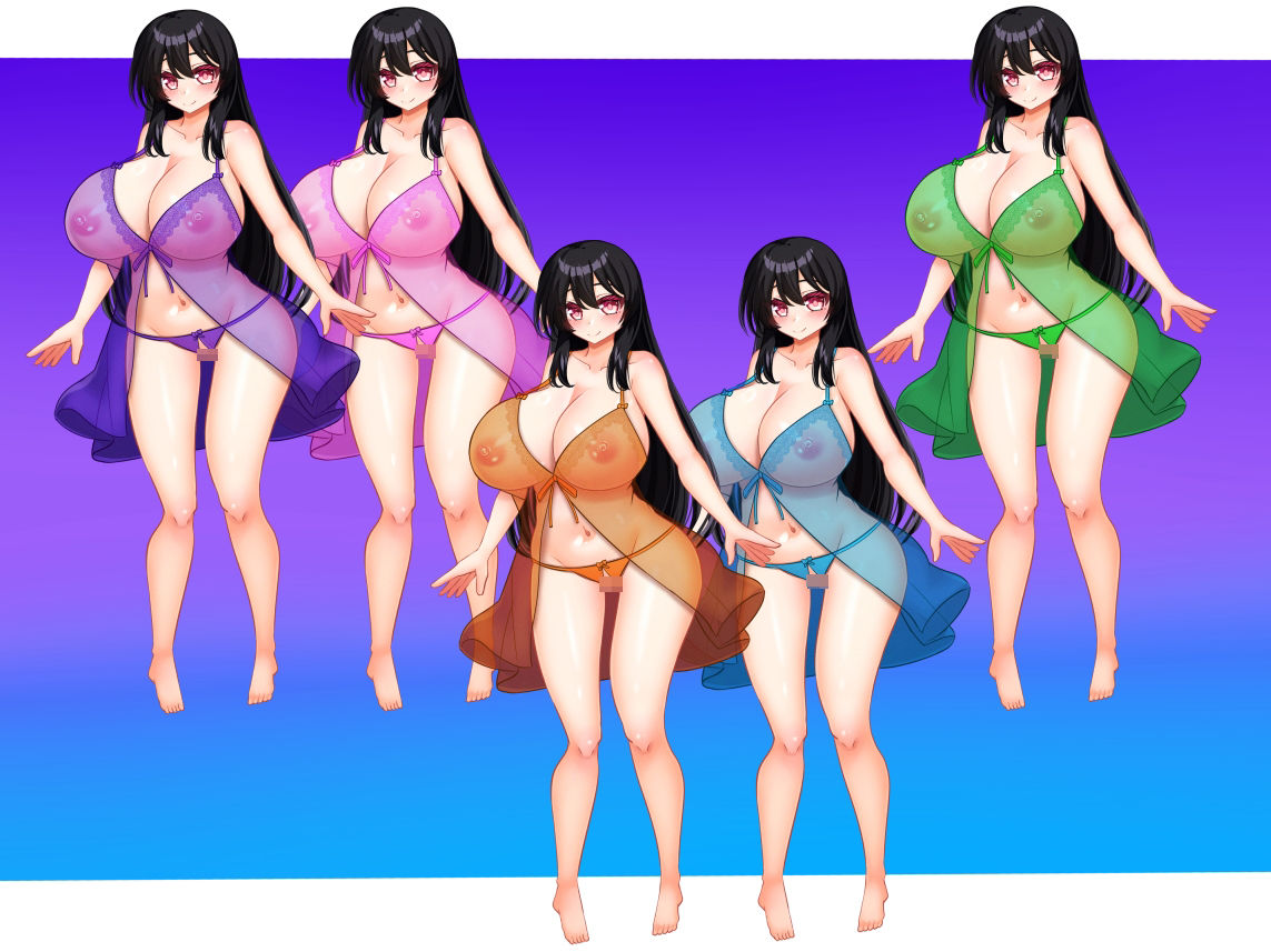 立ち絵素材 黒髪の女の子（スーツ・スケスケ下着差分） 画像7