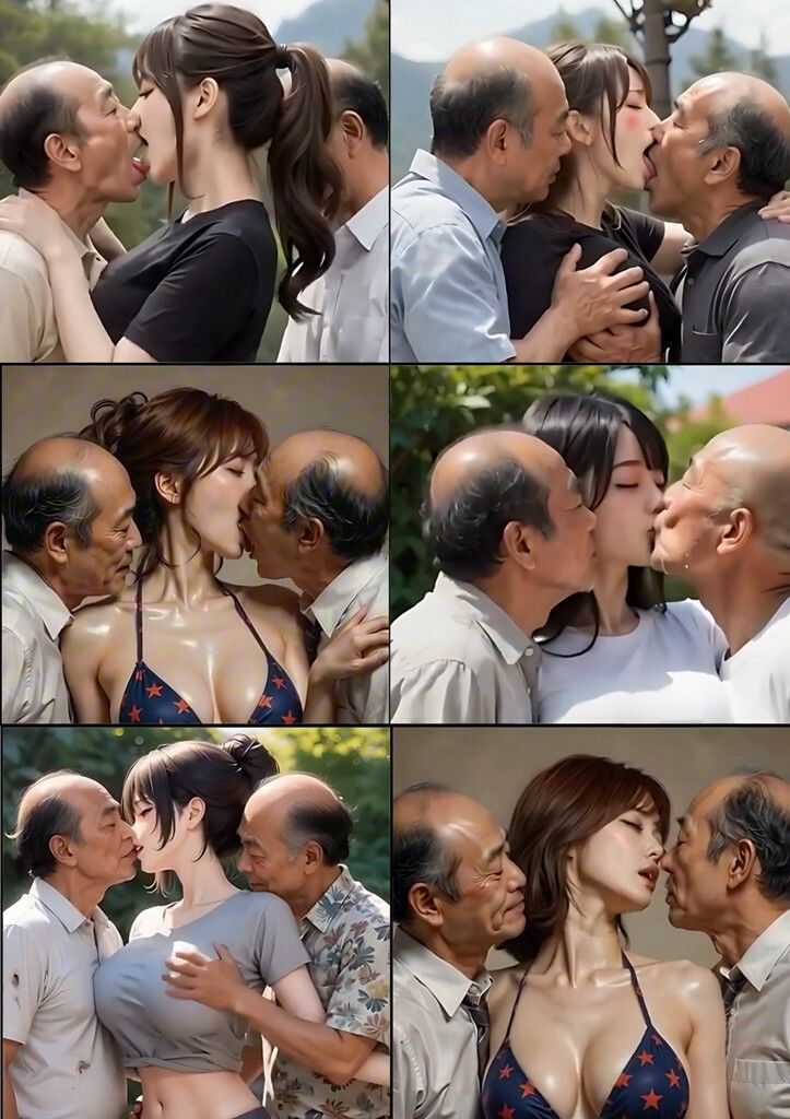 美女とおじさんのディープキス キス好き大集合♪ 3P編2 画像4
