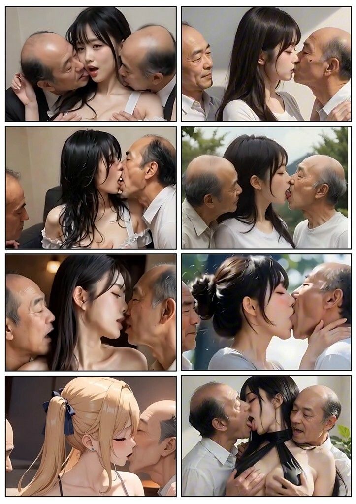 美女とおじさんのディープキス キス好き大集合♪ 3P編2 画像5