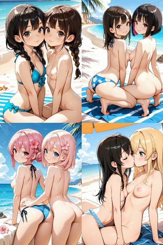 超絶かわいいレズビアン美少女！ビーチで水着を脱ぎ捨てレズプレイ！【1024x1536高画質！SDXL美麗画像217枚！】_6