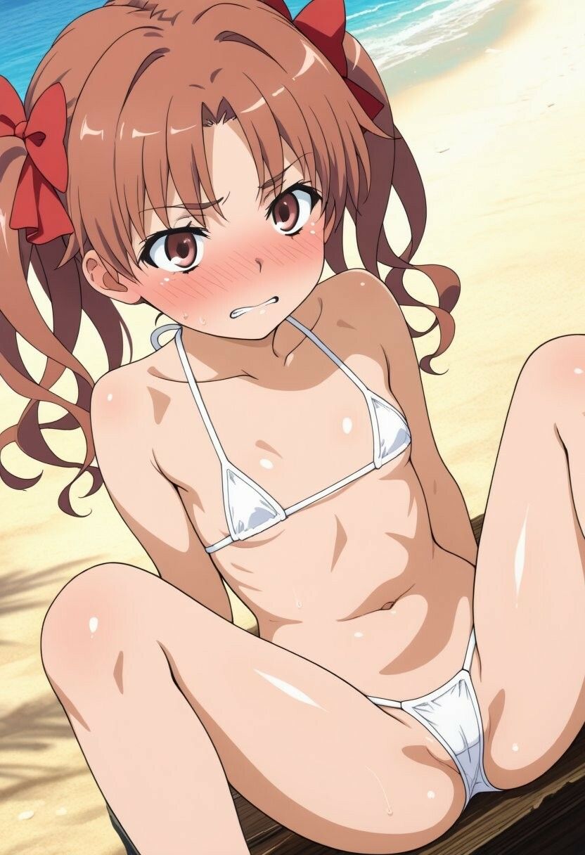 御◯美琴、白◯黒子が際どい水着でビーチでセックスする【CG204枚】_7