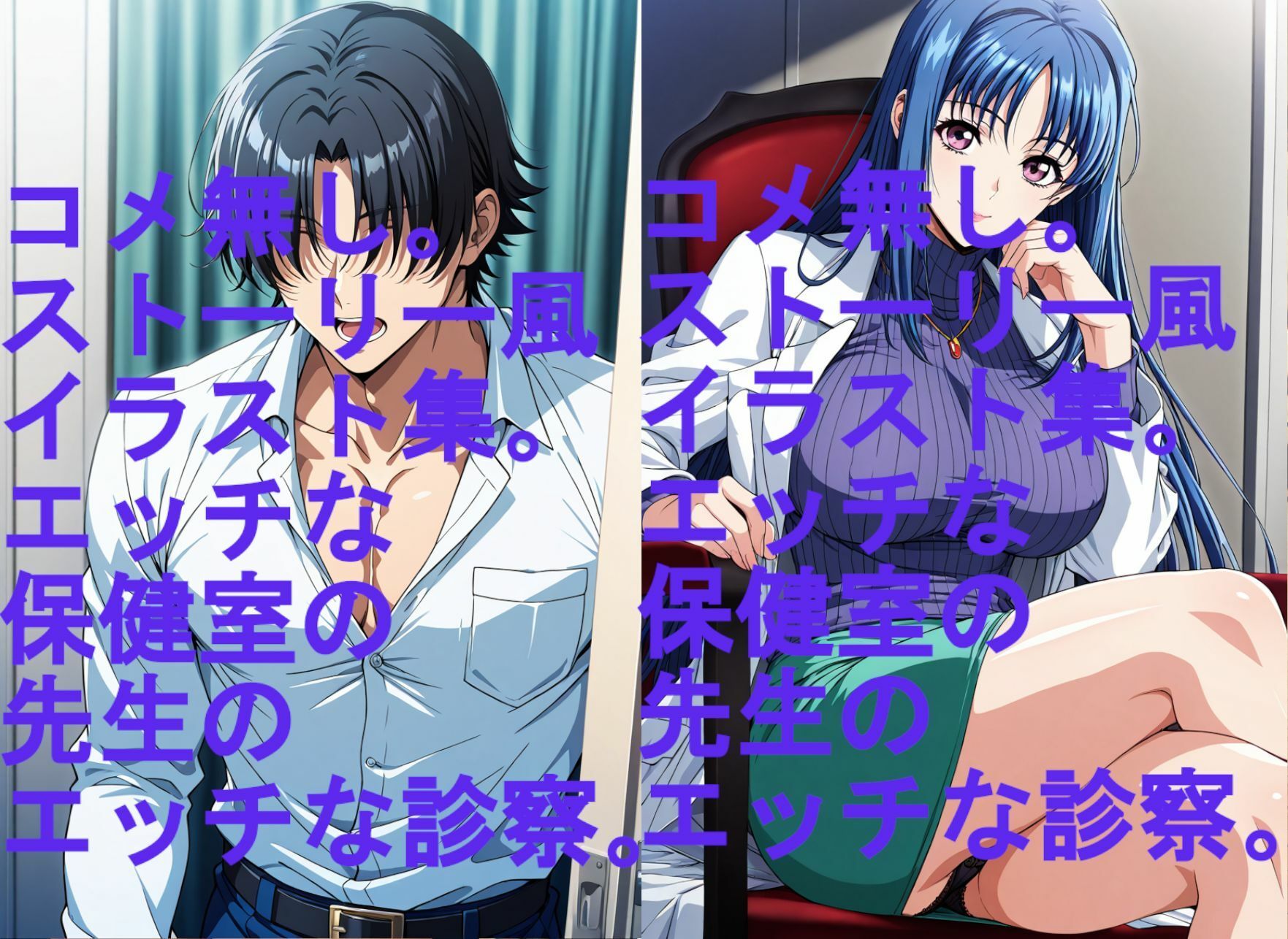 ストーリー風イラスト集。保健室の先生のエッチな診察 画像1