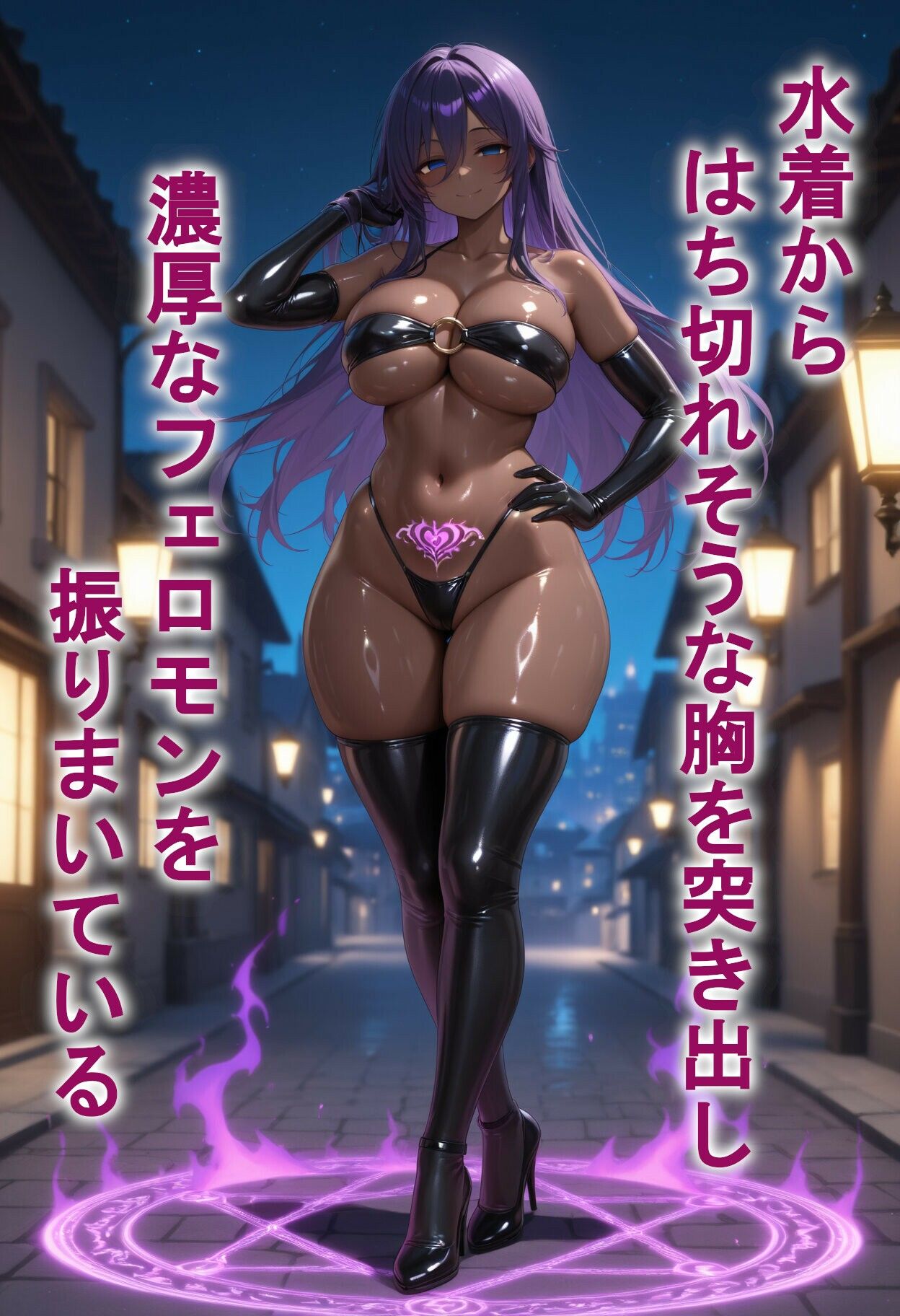 【悪堕ち×淫紋】紫髪の褐色爆乳魔法少女。はち切れそうな肉厚ボディを晒し、ラブホで徹底的に貪り尽くされる淫らな末路！ 画像5