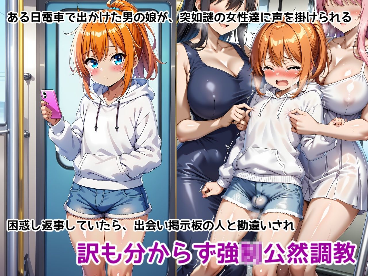 男の娘メス堕ち調教・恥辱尊厳破壊〜お姉さん達に恥ずかしい恰好で責められて尊厳破壊されメス堕ち屈服させられちゃう男の娘の話 画像1