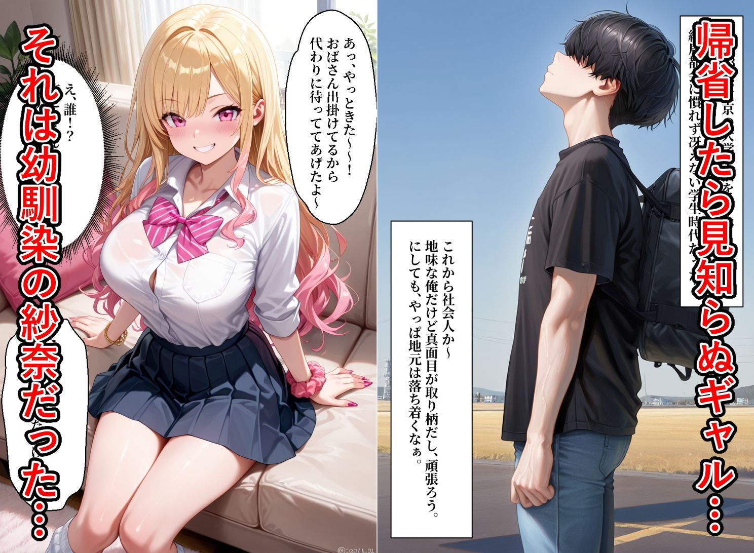ギャルになった幼馴染が誘惑してくるので処女卒業させてあげた【セリフ付き】 画像1