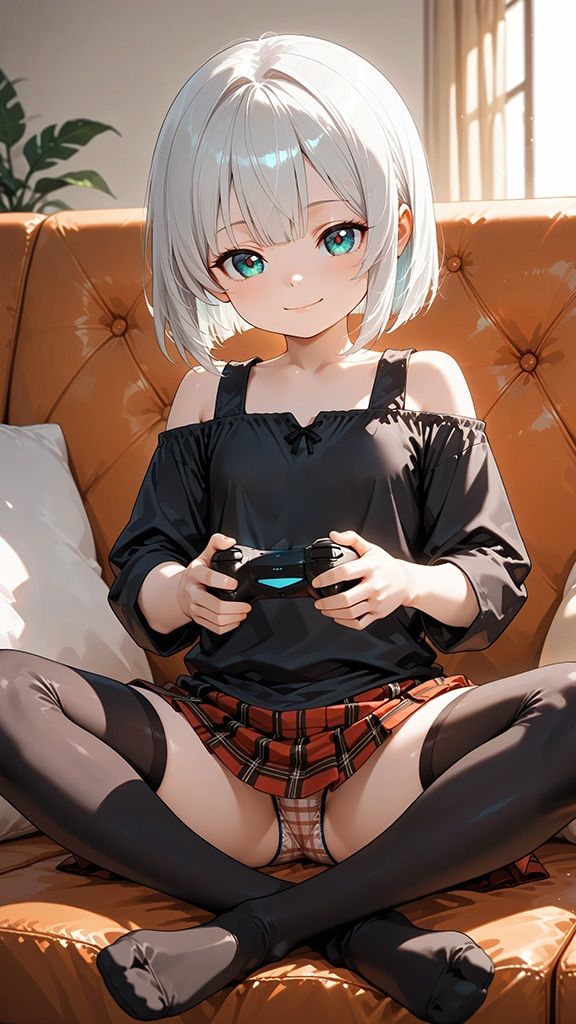 銀髪ショートカットの妹がパンツを見せて誘惑してくるCG集 画像7