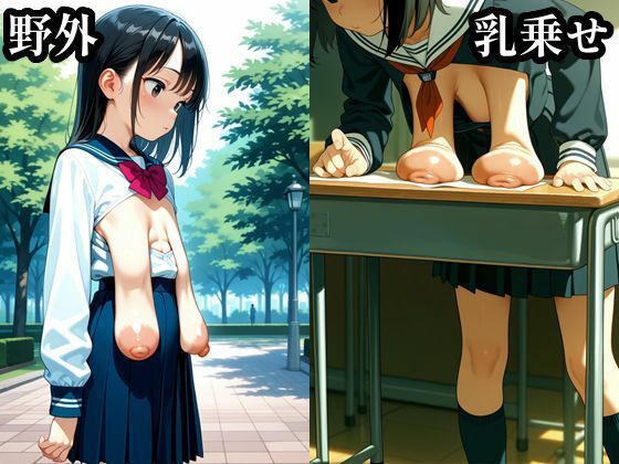 乳だけ出してるCG集  細長垂れ乳学生の日常編 サンプル画像 1
