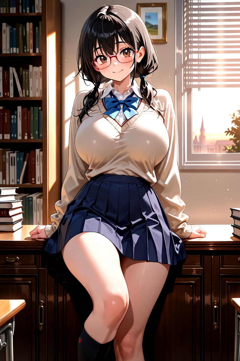 放課後、図書室、物陰で。 サンプル画像 1