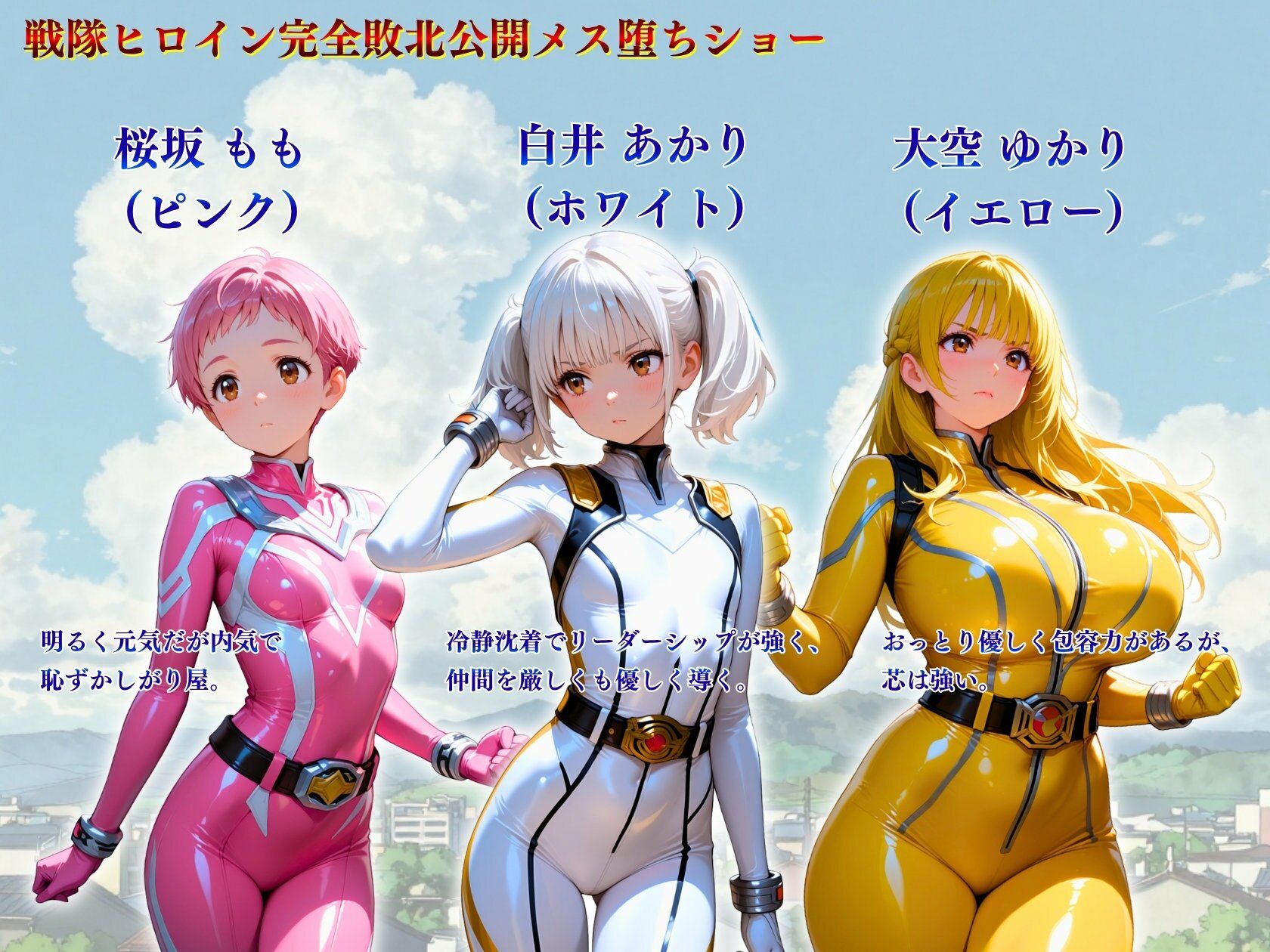 戦隊ヒロイン完全敗北公開メス堕ちショー「守ろうとしただけなの…見ないで！」発情させる正義の身体 サンプル画像 3