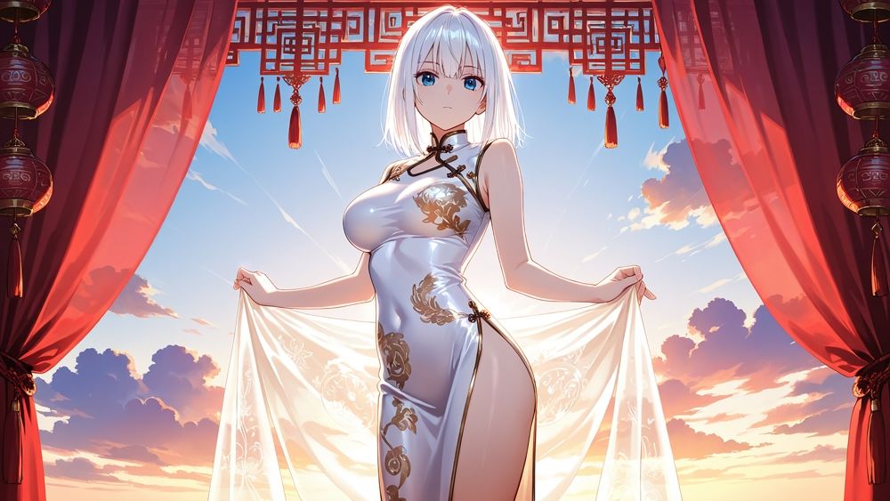 爆乳白髪青眼と深紅髪グラビア羞恥調教プライベート撮影 画像4