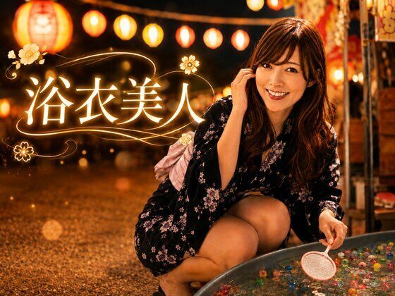 【実写系AI写真集】黒髪美女達といくそれぞれの温泉夏祭り浴衣デート