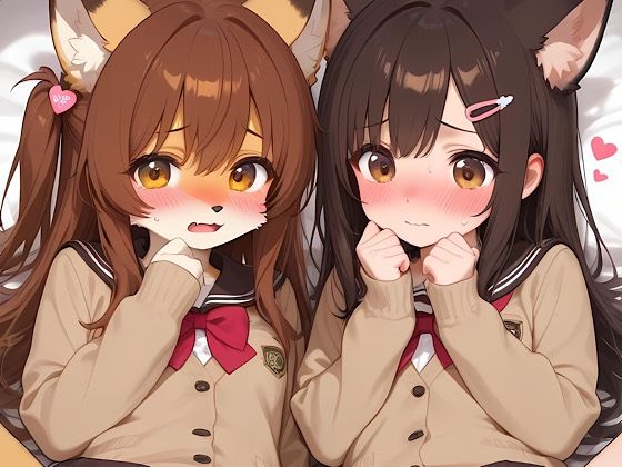 【AI・100枚】獣ヶ盛女学院の生徒たち1,2,3【計100枚】【ケモノ獣耳女学院ぱんつ】