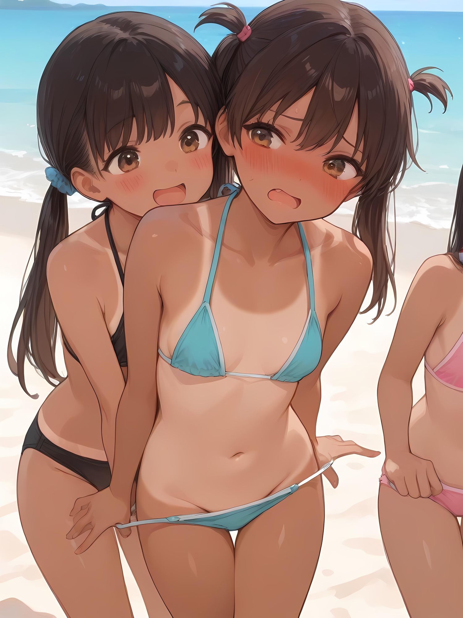 【AI・129枚】水着脱ぎかけ少女まとめ【モロ見えあり】 サンプル画像 3