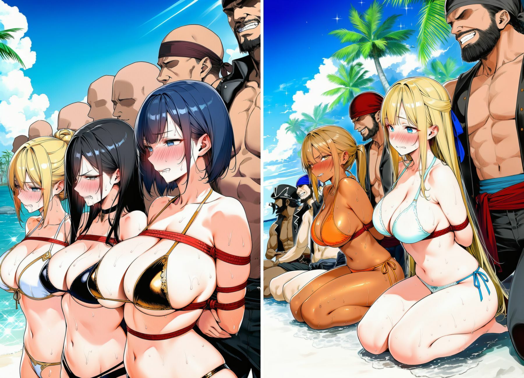 女戦士パーティー陥落記〜水着編 巨乳女戦士5人、南国の海賊島で堕とされる〜 画像3