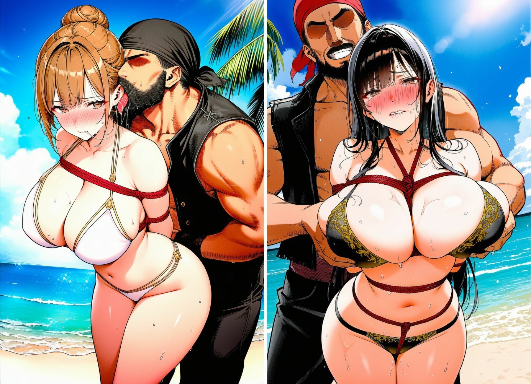 女戦士パーティー陥落記〜水着編 巨乳女戦士5人、南国の海賊島で堕とされる〜 画像4
