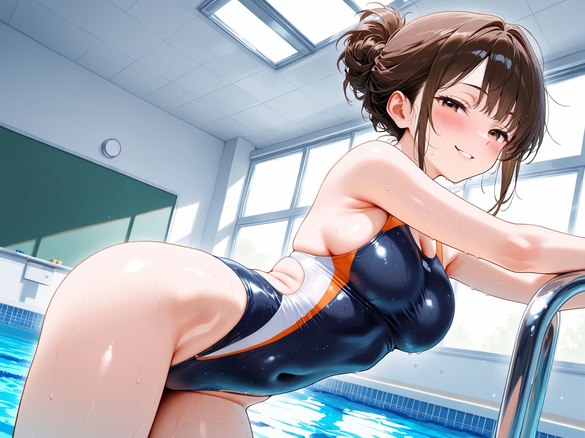 【AIイラストCG集】水泳部マネージャーの秘密の放課後。怪我で手が動かせない俺のために、誰もいない部室で汗を流しながら尽くしてくれる背徳の全身奉仕 160枚 サンプル7