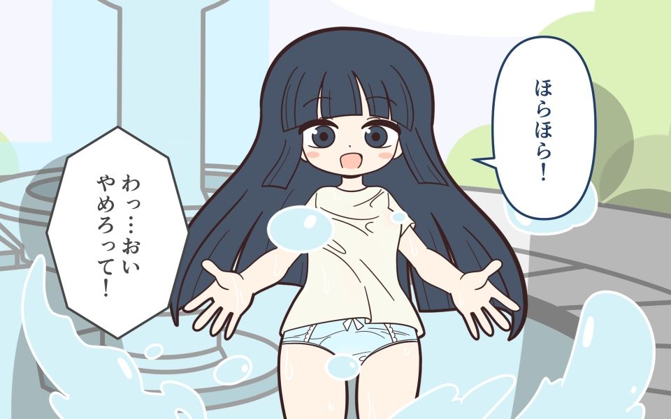 まるみえ学園の噴水で全裸水浴び_4